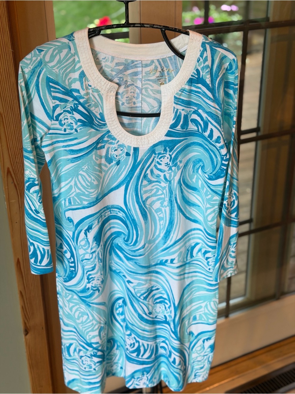 Lilly Pulitzer Marlina Sea Ruffles Aqua & White Swirl Cotton Dress Beach Worthy